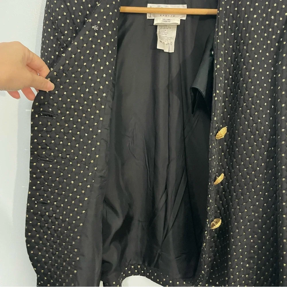 Yves Saint Laurent Vintage Quilted Black & Gold Blazer Size 44 US 12 - Picture 11 of 12